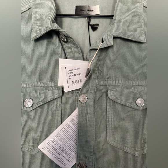 Isabel Marant Icare Cotton Corduroy vest in Sage Green Medium NWT - Picture 2 of 3
